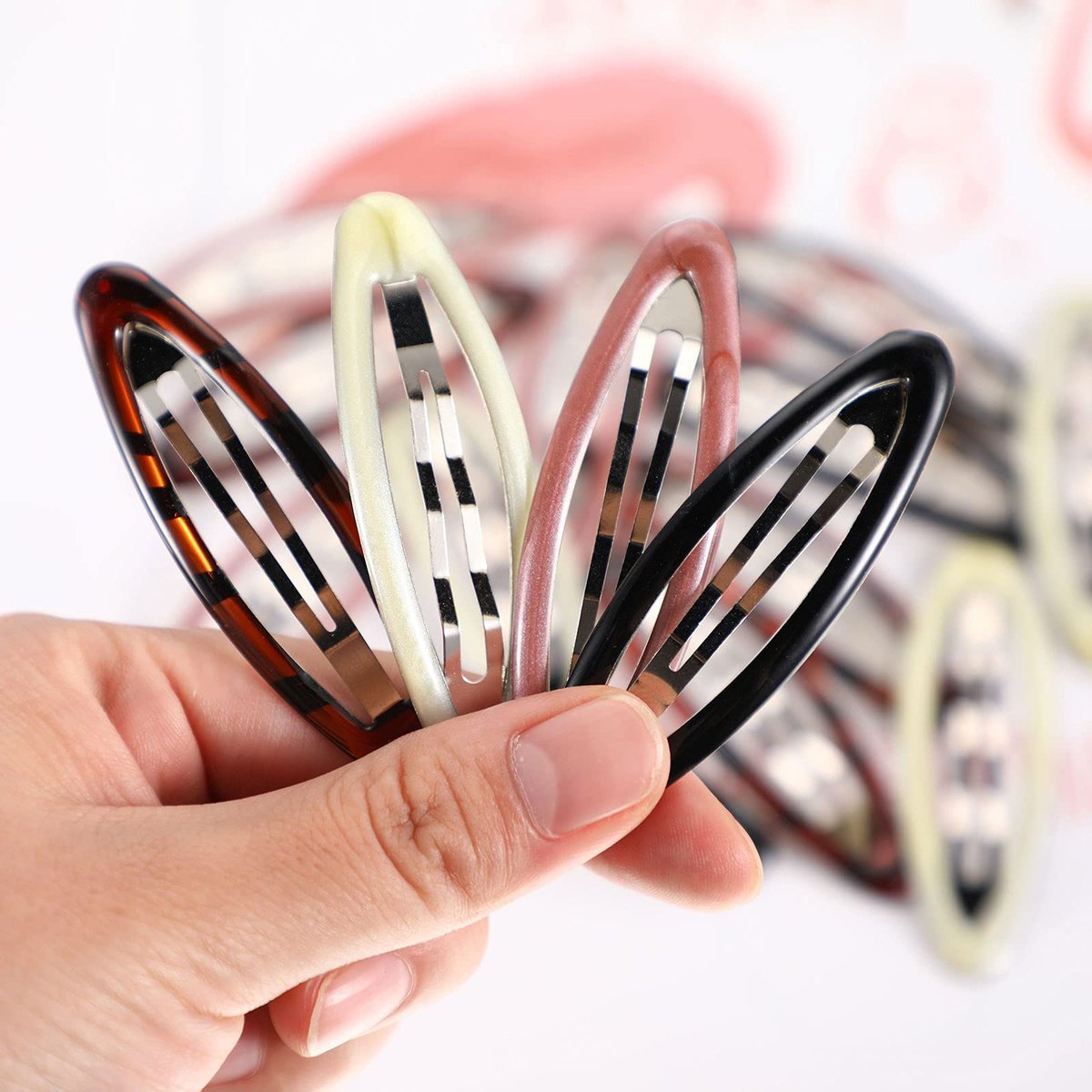 16 Pieces 2.8 Inch Large Hair Clip Barrettes for Women - Big Oval Water Drop Shape Metal Stoving Varnish No Slip Hair Barrettes (Adorable Color) - görsel 9
