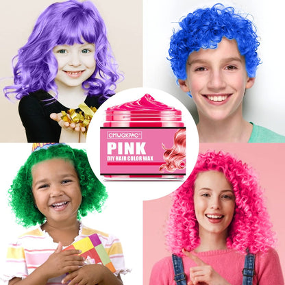 4 Colors Temporary Hair Color Spray & Wax - Purple, Green, Blue, Pink - Non-Damaging Hair Dye for Kids, Teens, Adults - Perfect for Party, Halloween, Cosplay