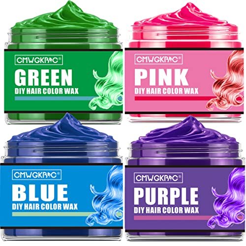 4 Colors Temporary Hair Color Spray & Wax - Purple, Green, Blue, Pink - Non-Damaging Hair Dye for Kids, Teens, Adults - Perfect for Party, Halloween, Cosplay - görsel 2