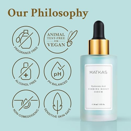 MATKAS Korean Firming Boost Hydrating Hyaluronic Acid Serum 1 Fl. Oz. with 2% Niacinamide for Dry Skin, Anti-Aging Peptides Moisturizer Avelisse