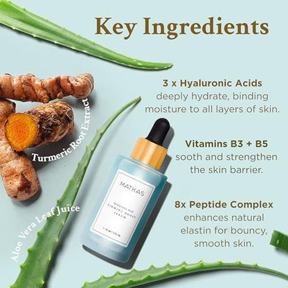 MATKAS Korean Firming Boost Hydrating Hyaluronic Acid Serum 1 Fl. Oz. with 2% Niacinamide for Dry Skin, Anti-Aging Peptides Moisturizer Avelisse