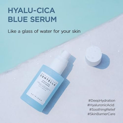 SKIN1004 Hyalu-Cica Blue Serum – Hydrating Face Serum with 5 Hyaluronic Acids & Madagascar Centella Asiatica, 1.69 fl oz (50 ml)