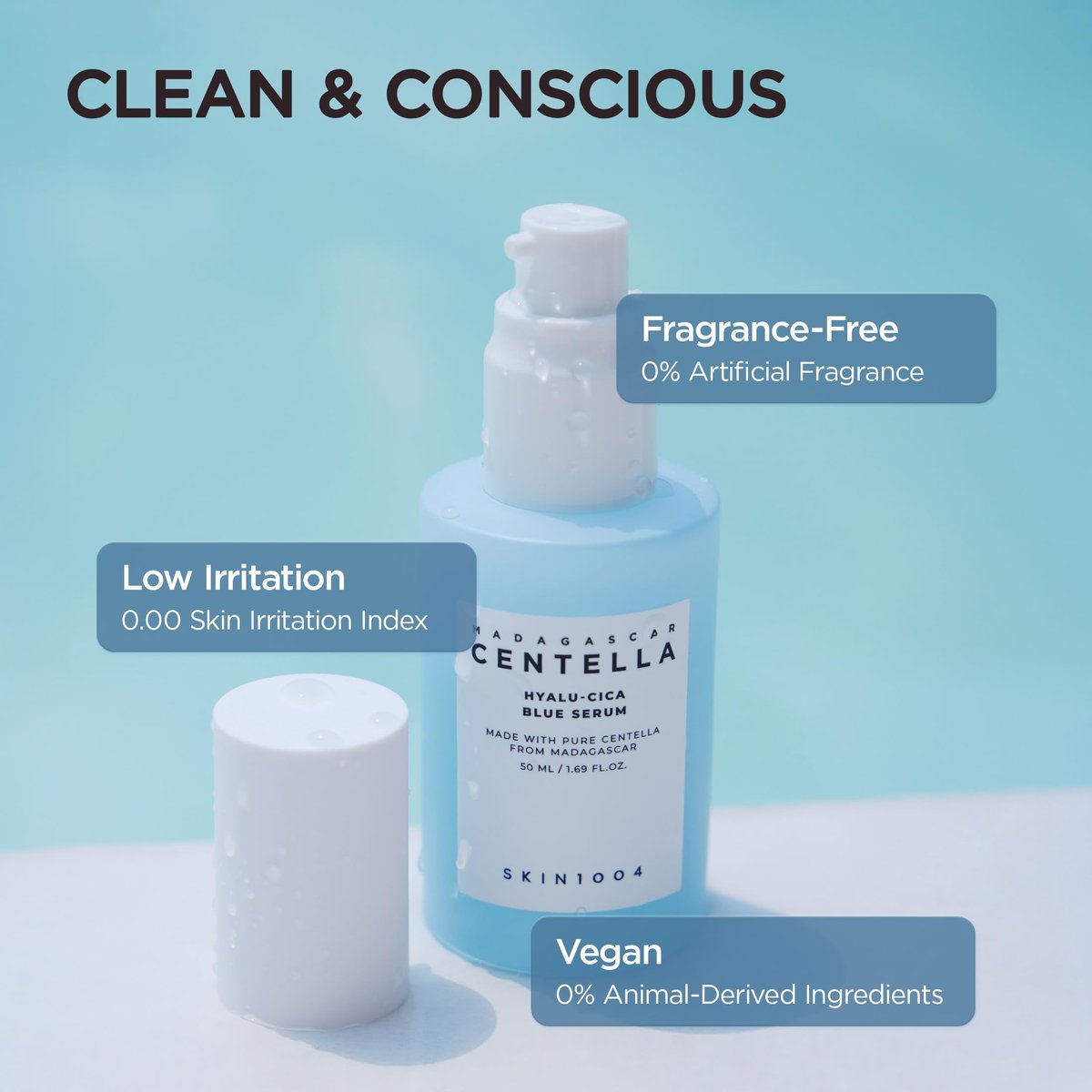 SKIN1004 Hyalu-Cica Blue Serum – Hydrating Face Serum with 5 Hyaluronic Acids & Madagascar Centella Asiatica, 1.69 fl oz (50 ml) - görsel 11