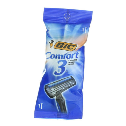 BIC Comfort 3 Razor for Men – 3-Blade Manual Razor with Lubricating Strip, Ergonomic Handle, Silver