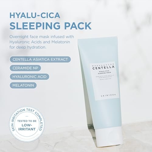 SKIN1004 Hyalu-CICA Sleeping Pack – 3.38 fl oz (100ml) – Melatonin, Hyaluronic Acid & Centella Asiatica – Overnight Moisturizing & Revitalizing Mask Avelisse