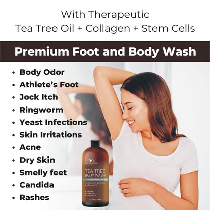 Tea Tree Body Wash with Organic Tea Tree Oil - Fights Odor, Acne & Skin Issues, 16.9 oz by Being Naturals Avelisse