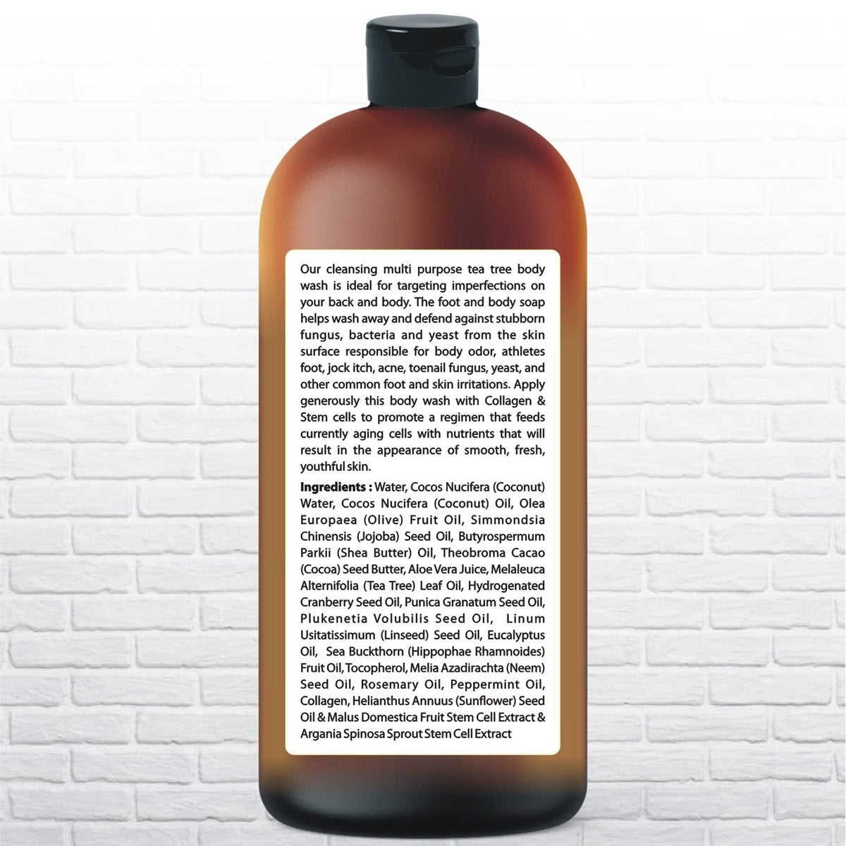 Tea Tree Body Wash with Organic Tea Tree Oil - Fights Odor, Acne & Skin Issues, 16.9 oz by Being Naturals Avelisse