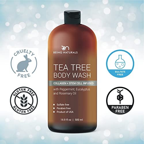 Tea Tree Body Wash with Organic Tea Tree Oil - Fights Odor, Acne & Skin Issues, 16.9 oz by Being Naturals Avelisse