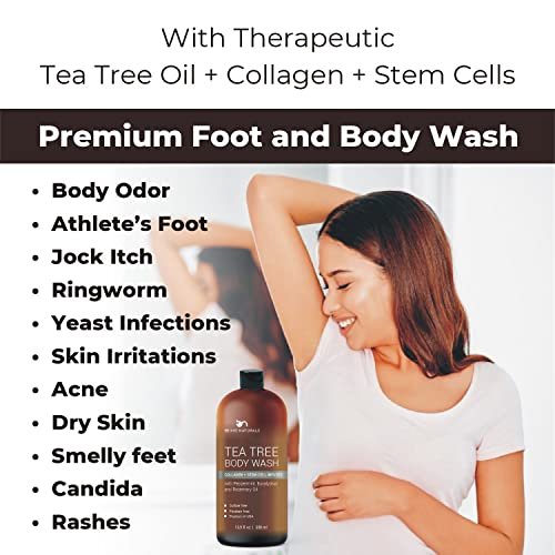 Tea Tree Body Wash with Organic Tea Tree Oil - Fights Odor, Acne & Skin Issues, 16.9 oz by Being Naturals Avelisse