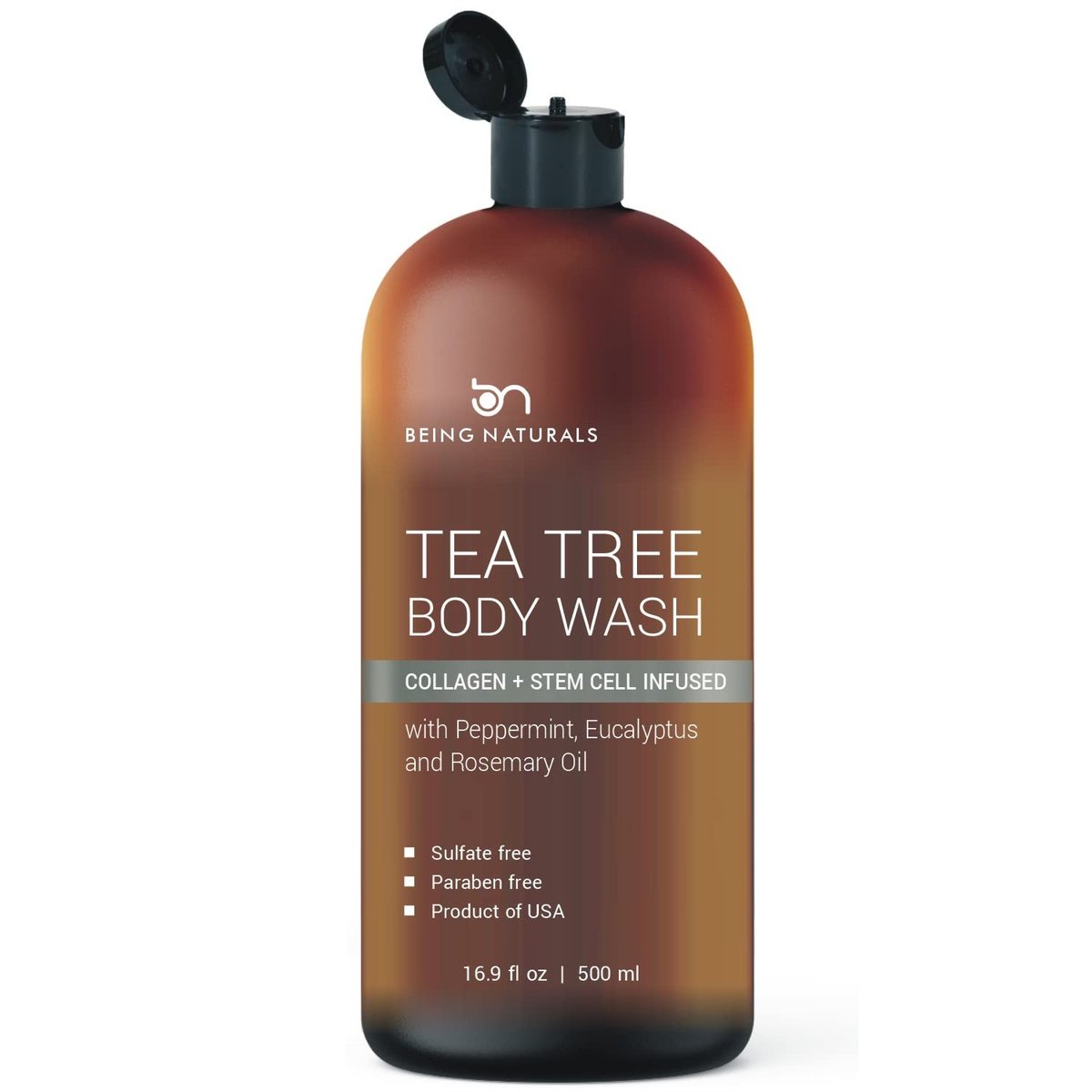 Tea Tree Body Wash with Organic Tea Tree Oil - Fights Odor, Acne & Skin Issues, 16.9 oz by Being Naturals Avelisse
