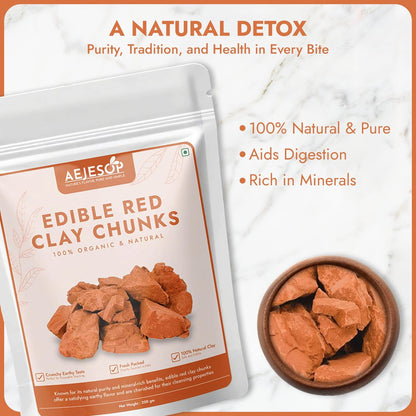 AEJESOP Red Clay Edible Chunks - Natural Organic Clay for Face Mask & Mud Mask (7 oz / 200g) Avelisse