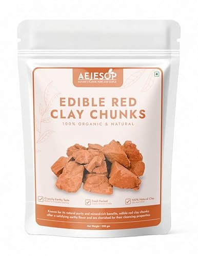 AEJESOP Red Clay Edible Chunks - Natural Organic Clay for Face Mask & Mud Mask (7 oz / 200g) Avelisse