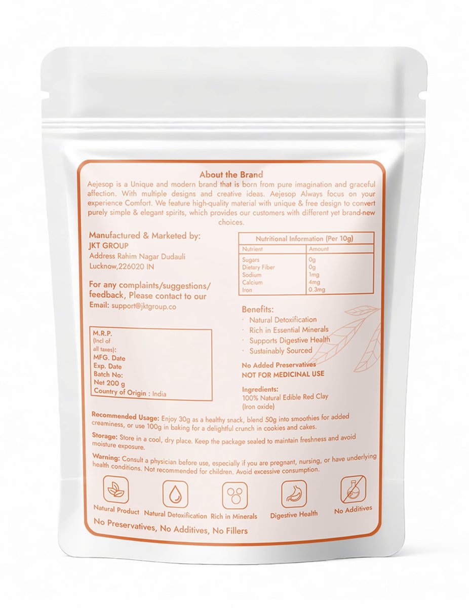 AEJESOP Red Clay Edible Chunks - Natural Organic Clay for Face Mask & Mud Mask (7 oz / 200g) Avelisse