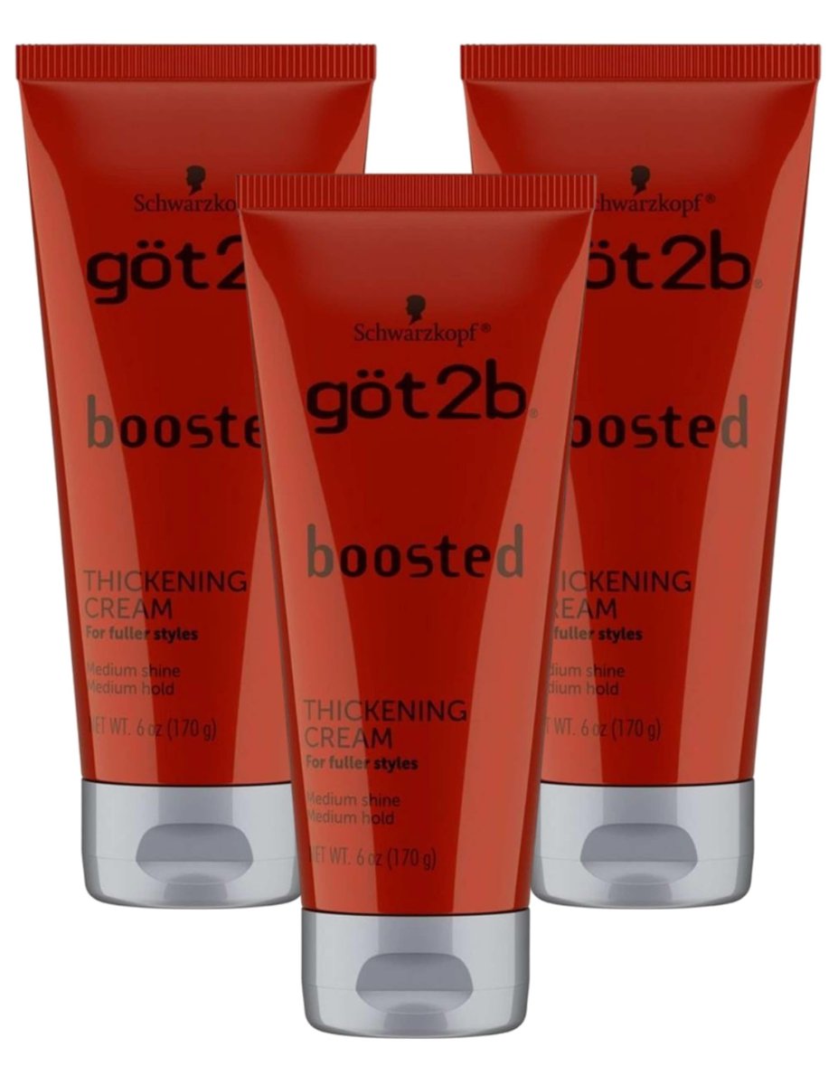 Got 2B Boosted Hair Thickening Cream for Fuller Styles, Medium Shine, Medium Hold, 6 Ounce (Pack of 3) Avelisse