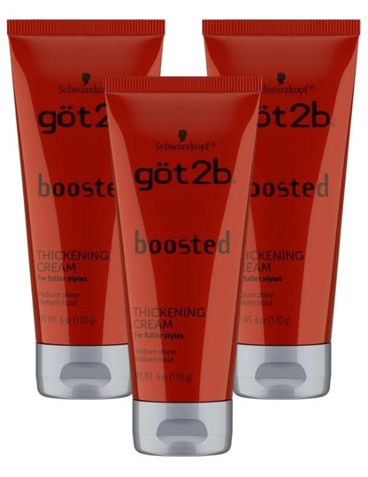 Got 2B Boosted Hair Thickening Cream for Fuller Styles, Medium Shine, Medium Hold, 6 Ounce (Pack of 3) Avelisse