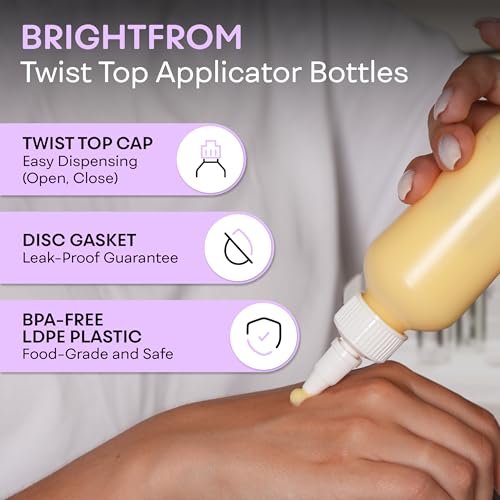 BRIGHTFROM Twist Top Applicator Bottles - 4 OZ Squeeze Empty Plastic Bottles, Refillable Open/Close Nozzle, Multi Purpose (Pack of 2) - görsel 4