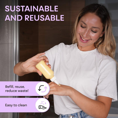 BRIGHTFROM Twist Top Applicator Bottles - 4 OZ Squeeze Empty Plastic Bottles, Refillable Open/Close Nozzle, Multi Purpose (Pack of 2)