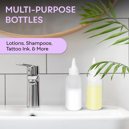 BRIGHTFROM Twist Top Applicator Bottles - 4 OZ Squeeze Empty Plastic Bottles, Refillable Open/Close Nozzle, Multi Purpose (Pack of 2)