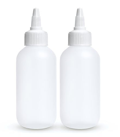 BRIGHTFROM Twist Top Applicator Bottles - 4 OZ Squeeze Empty Plastic Bottles, Refillable Open/Close Nozzle, Multi Purpose (Pack of 2)