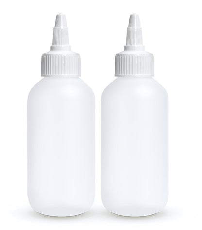 BRIGHTFROM Twist Top Applicator Bottles - 4 OZ Squeeze Empty Plastic Bottles, Refillable Open/Close Nozzle, Multi Purpose (Pack of 2)