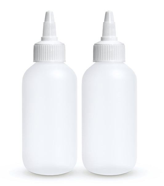 BRIGHTFROM Twist Top Applicator Bottles - 4 OZ Squeeze Empty Plastic Bottles, Refillable Open/Close Nozzle, Multi Purpose (Pack of 2)