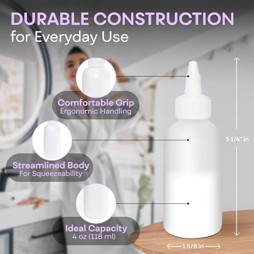 BRIGHTFROM Twist Top Applicator Bottles - 4 OZ Squeeze Empty Plastic Bottles, Refillable Open/Close Nozzle, Multi Purpose (Pack of 2) - görsel 6