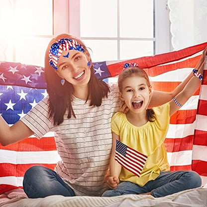 Whaline 4th of July Patriotic Accessories Kit - 15Pcs American Flag Headbands, Hair Scrunchies, Earrings, Temporary Tattoos for Women and Girls