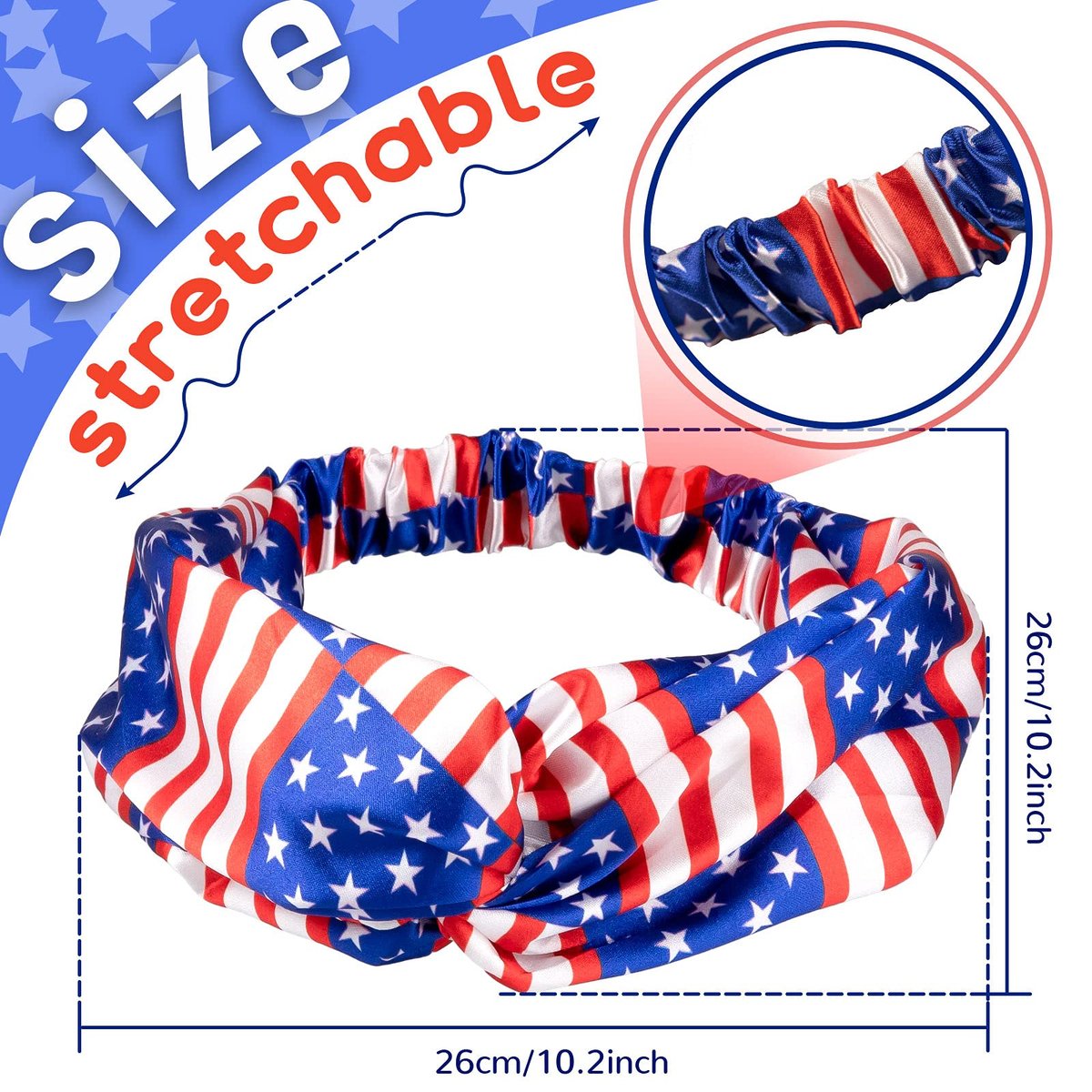 Whaline 4th of July Patriotic Accessories Kit - 15Pcs American Flag Headbands, Hair Scrunchies, Earrings, Temporary Tattoos for Women and Girls - görsel 3