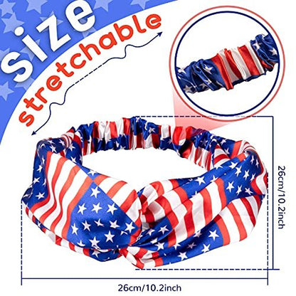 Whaline 4th of July Patriotic Accessories Kit - 15Pcs American Flag Headbands, Hair Scrunchies, Earrings, Temporary Tattoos for Women and Girls