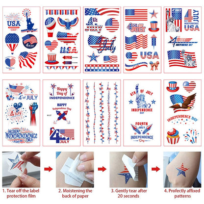 Whaline 4th of July Patriotic Accessories Kit - 15Pcs American Flag Headbands, Hair Scrunchies, Earrings, Temporary Tattoos for Women and Girls