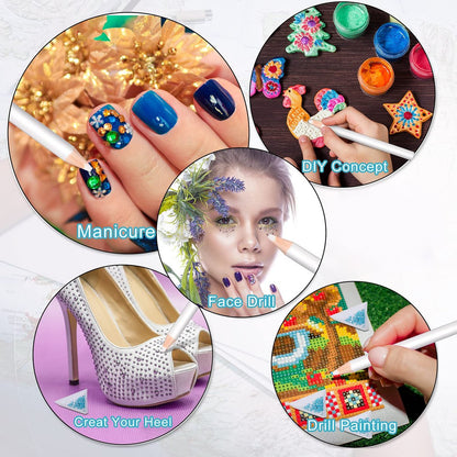 Maitys 22 Pieces Wax Pencil Set for Rhinestones – Crystal Pick Up Tools with Tweezers, Sharpener & Triangular Plate for Nail Art & Gem Dotting
