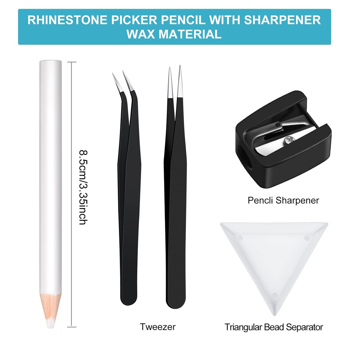 Maitys 22 Pieces Wax Pencil Set for Rhinestones – Crystal Pick Up Tools with Tweezers, Sharpener & Triangular Plate for Nail Art & Gem Dotting - görsel 9