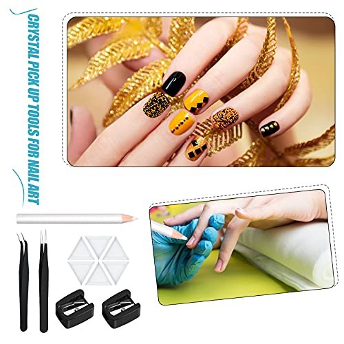 Maitys 22 Pieces Wax Pencil Set for Rhinestones – Crystal Pick Up Tools with Tweezers, Sharpener & Triangular Plate for Nail Art & Gem Dotting - görsel 8