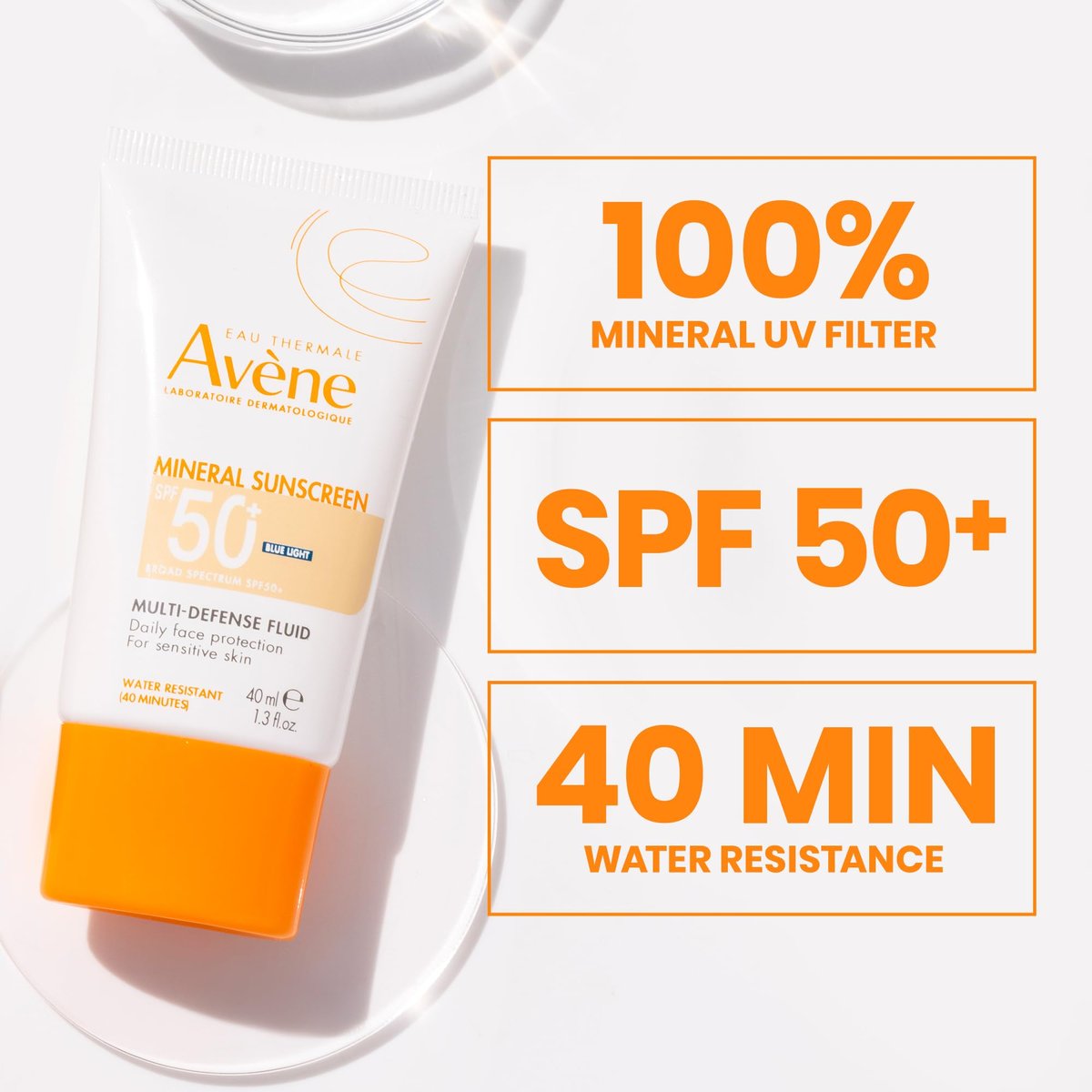 Avène Mineral Sunscreen Multi-Defense Fluid Tinted SPF 50+ - Clean, Reef-Friendly Sunscreen for Sensitive Skin, 1.3 Fl Oz Avelisse