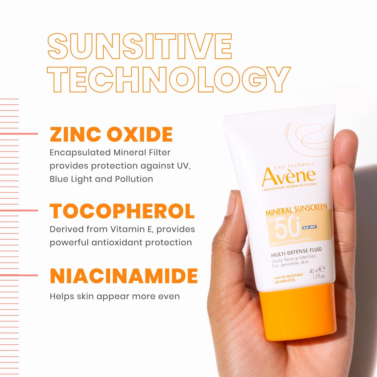 Avène Mineral Sunscreen Multi-Defense Fluid Tinted SPF 50+ - Clean, Reef-Friendly Sunscreen for Sensitive Skin, 1.3 Fl Oz Avelisse