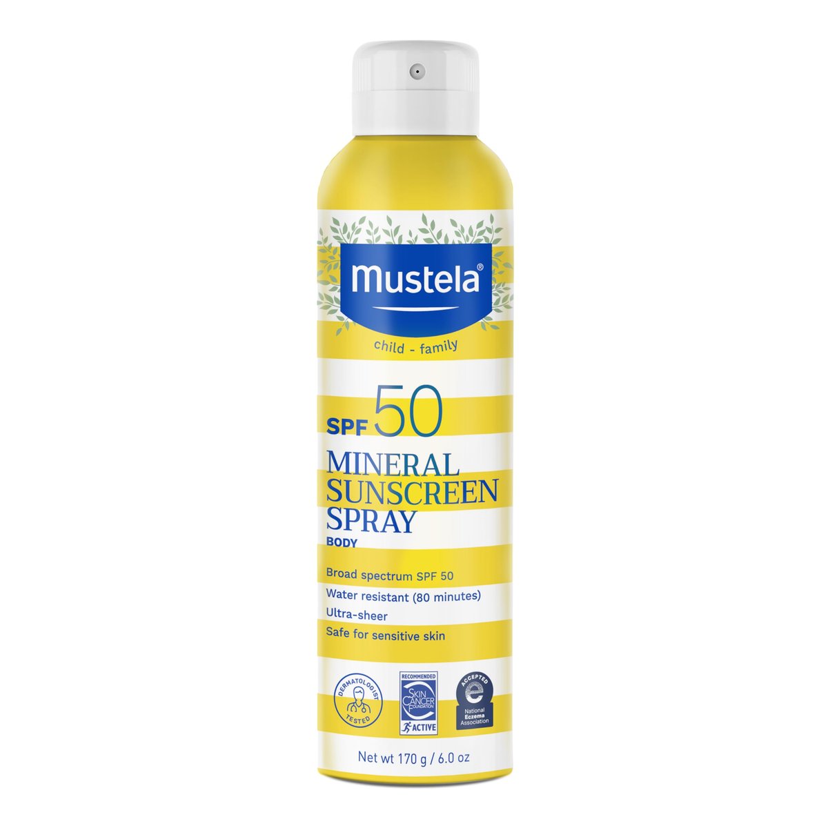Mustela Baby Mineral Sunscreen Spray SPF 50 Broad Spectrum - Body Sun Spray for Sensitive Skin - Water Resistant & Fragrance Free - 6 fl.oz. - görsel 1