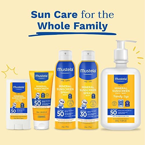 Mustela Baby Mineral Sunscreen Spray SPF 50 Broad Spectrum - Body Sun Spray for Sensitive Skin - Water Resistant & Fragrance Free - 6 fl.oz. - görsel 14