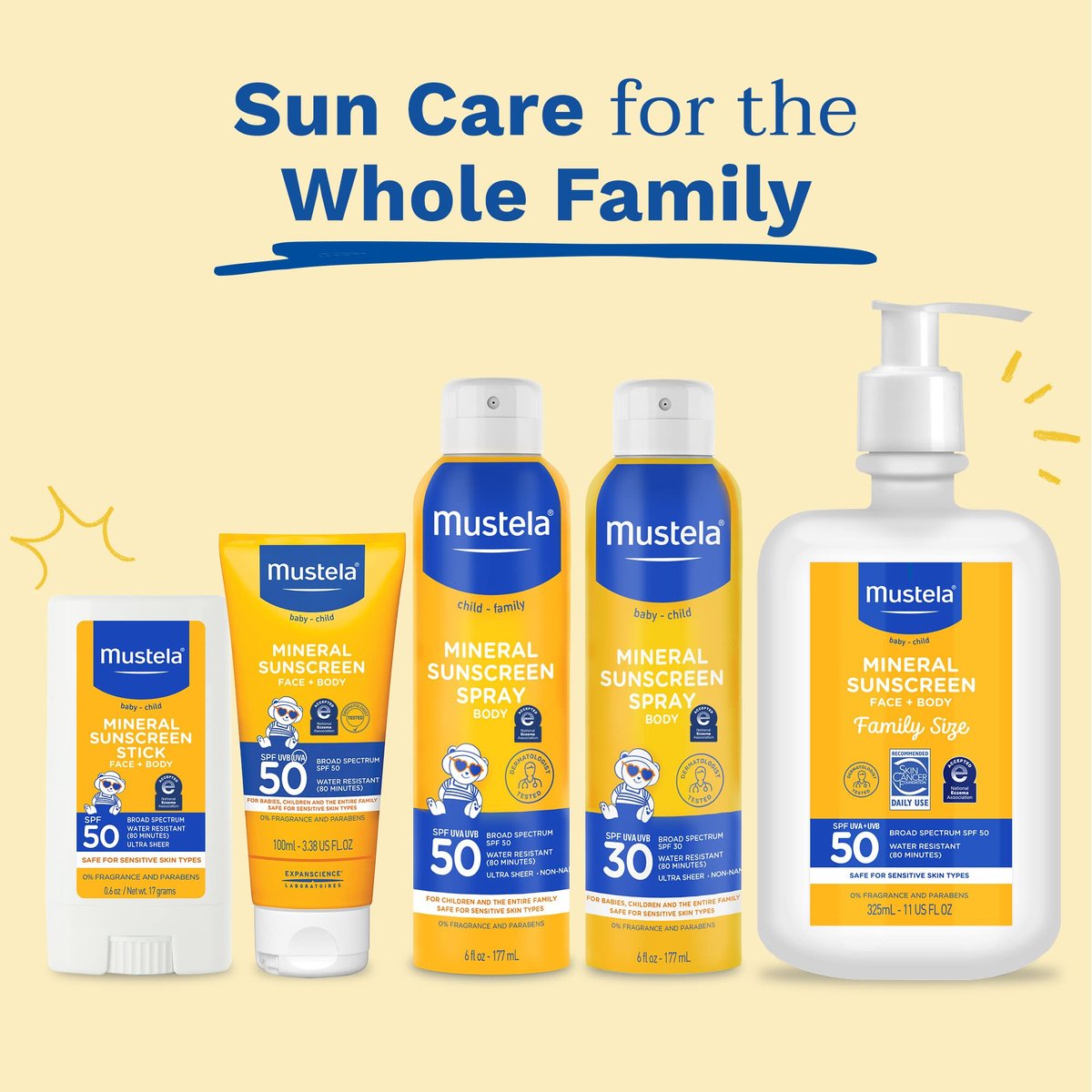 Mustela Baby Mineral Sunscreen Spray SPF 50 Broad Spectrum - Body Sun Spray for Sensitive Skin - Water Resistant & Fragrance Free - 6 fl.oz. - görsel 13