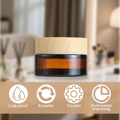 5-Pack 20ml Amber Glass Jars with Plastic Lids – Refillable Sample Containers for Lotions, Creams, Eye Shadow, Balm - görsel 10