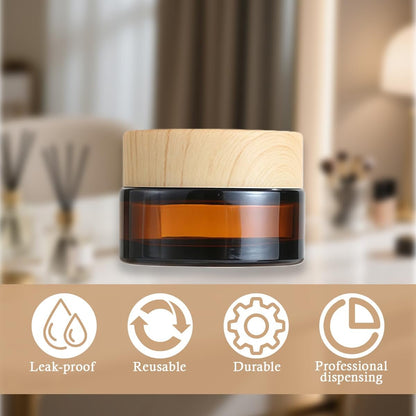 5-Pack 20ml Amber Glass Jars with Plastic Lids – Refillable Sample Containers for Lotions, Creams, Eye Shadow, Balm