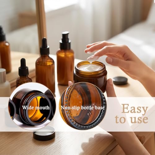 5-Pack 20ml Amber Glass Jars with Plastic Lids – Refillable Sample Containers for Lotions, Creams, Eye Shadow, Balm - görsel 12