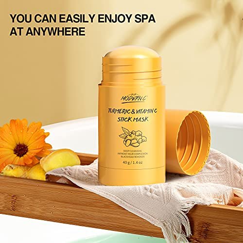 POP MODERN.C Turmeric Clay Stick Mask - Organic Vitamin C Mask for Blackhead Cleansing, Deep Clean Pores, Improve Acne - Includes Blackhead Extractor Tools - görsel 12