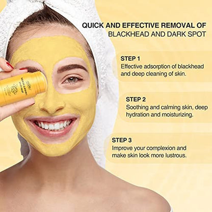 POP MODERN.C Turmeric Clay Stick Mask - Organic Vitamin C Mask for Blackhead Cleansing, Deep Clean Pores, Improve Acne - Includes Blackhead Extractor Tools