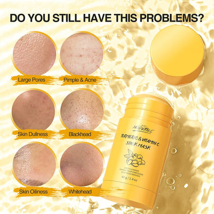 POP MODERN.C Turmeric Clay Stick Mask - Organic Vitamin C Mask for Blackhead Cleansing, Deep Clean Pores, Improve Acne - Includes Blackhead Extractor Tools