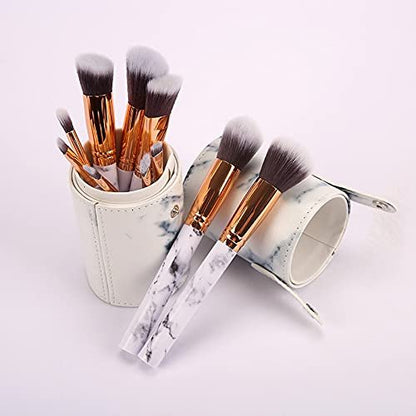 10-Piece Marbled Makeup Brush Set with Foundation, Eye Shadow, Concealer & Blush Brushes – Complete Tool Kit