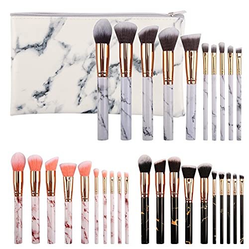 10-Piece Marbled Makeup Brush Set with Foundation, Eye Shadow, Concealer & Blush Brushes – Complete Tool Kit - görsel 6
