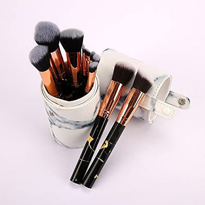10-Piece Marbled Makeup Brush Set with Foundation, Eye Shadow, Concealer & Blush Brushes – Complete Tool Kit