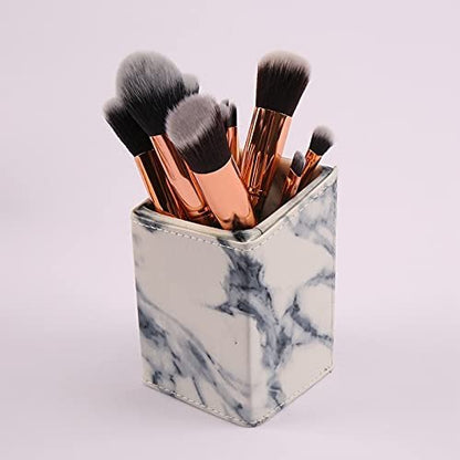 10-Piece Marbled Makeup Brush Set with Foundation, Eye Shadow, Concealer & Blush Brushes – Complete Tool Kit