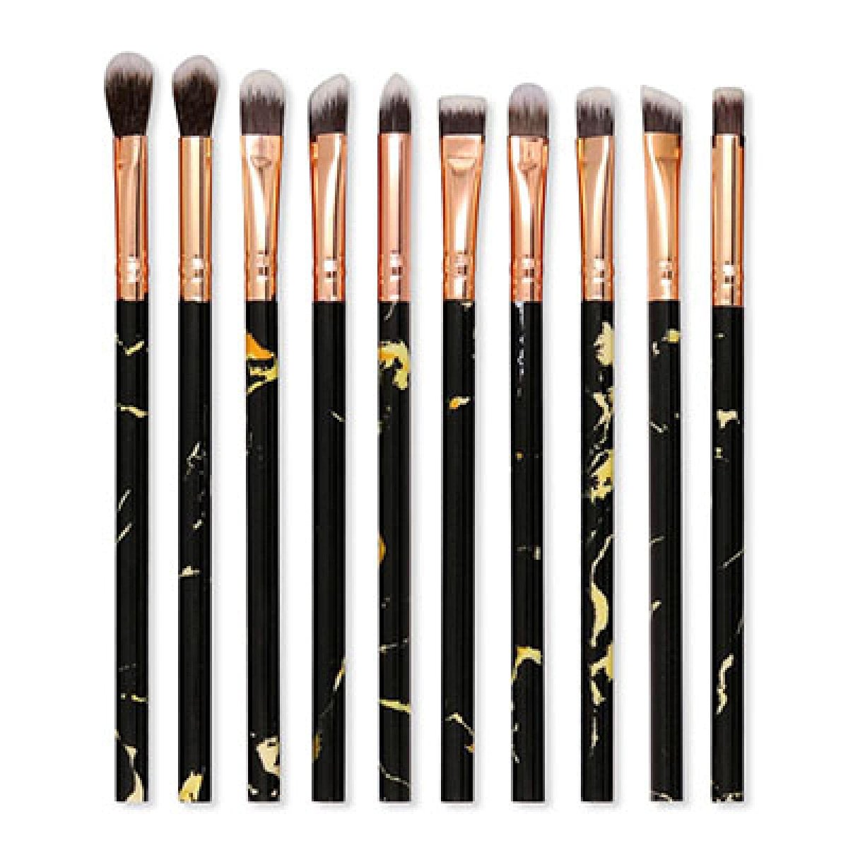10-Piece Marbled Makeup Brush Set with Foundation, Eye Shadow, Concealer & Blush Brushes – Complete Tool Kit - görsel 1