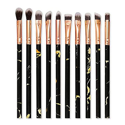 10-Piece Marbled Makeup Brush Set with Foundation, Eye Shadow, Concealer & Blush Brushes – Complete Tool Kit